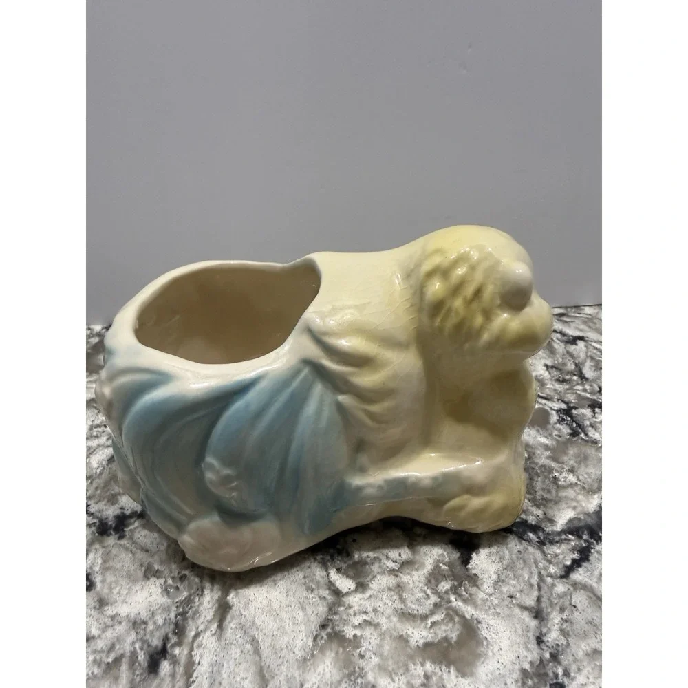 Vintage Skunk Cat Kitten Planter Pastel Yellow and Blue MCM